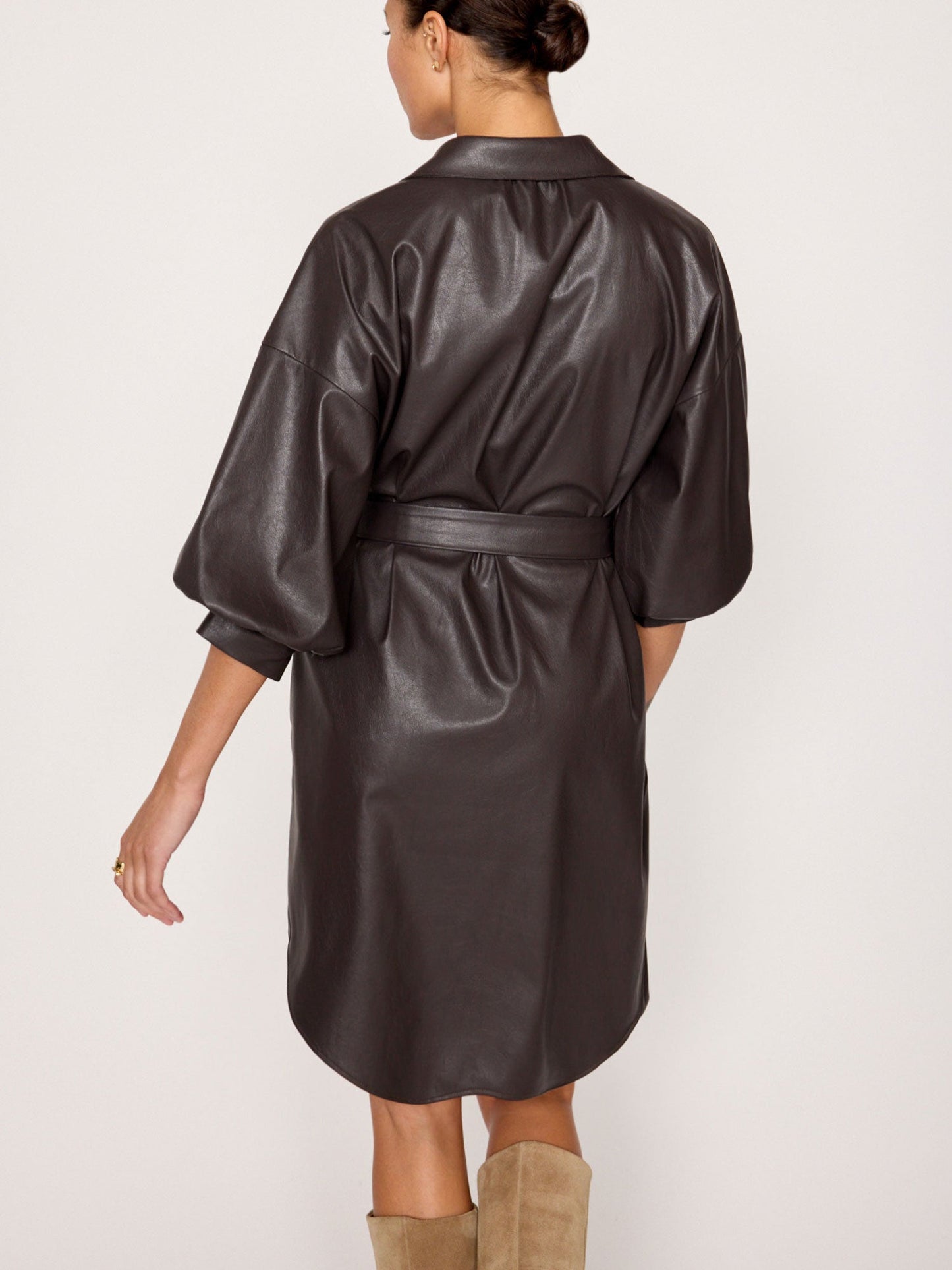 The Kate Belted Vegan Leather Dress