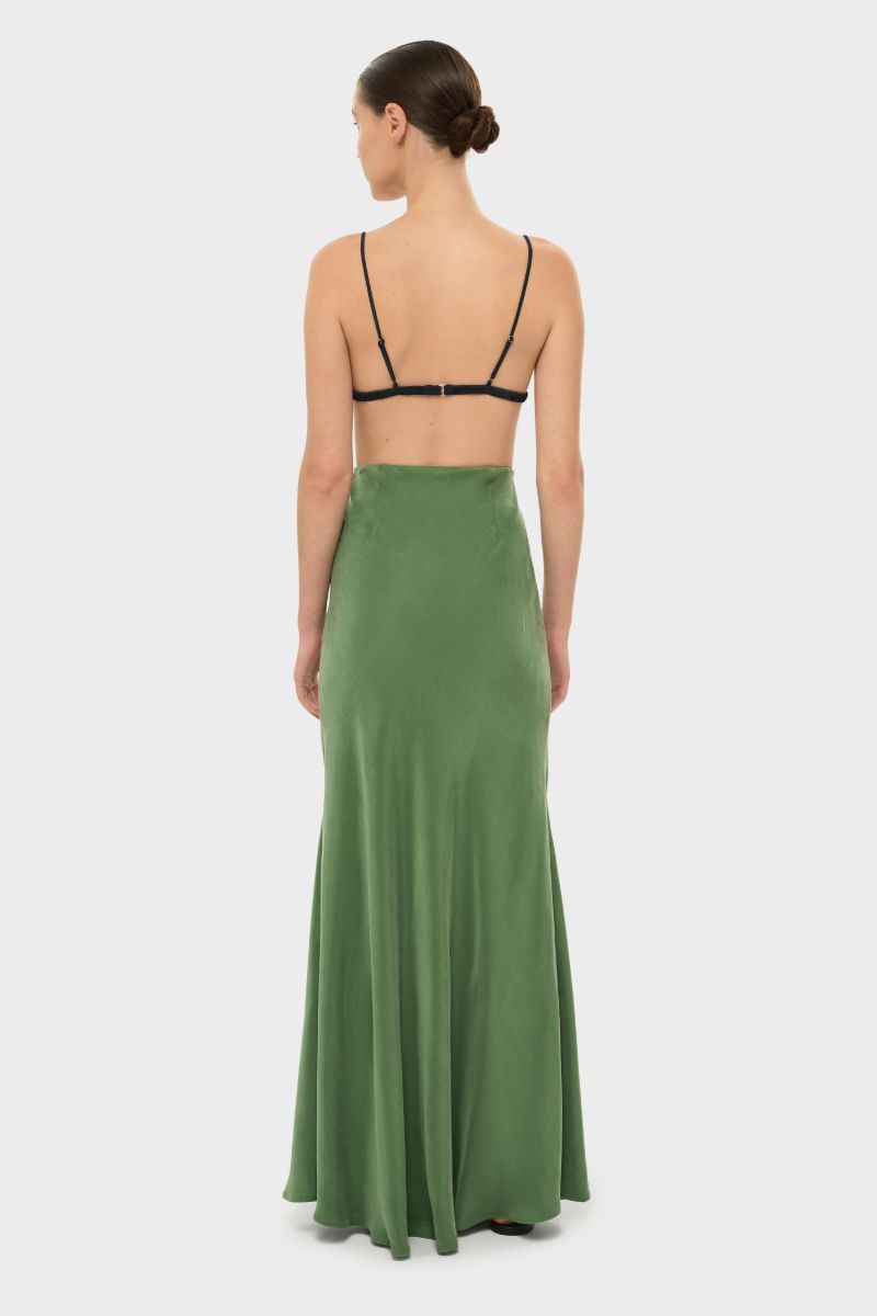 AQUAFLORA LUCY SLIP SKIRT IN MOSS