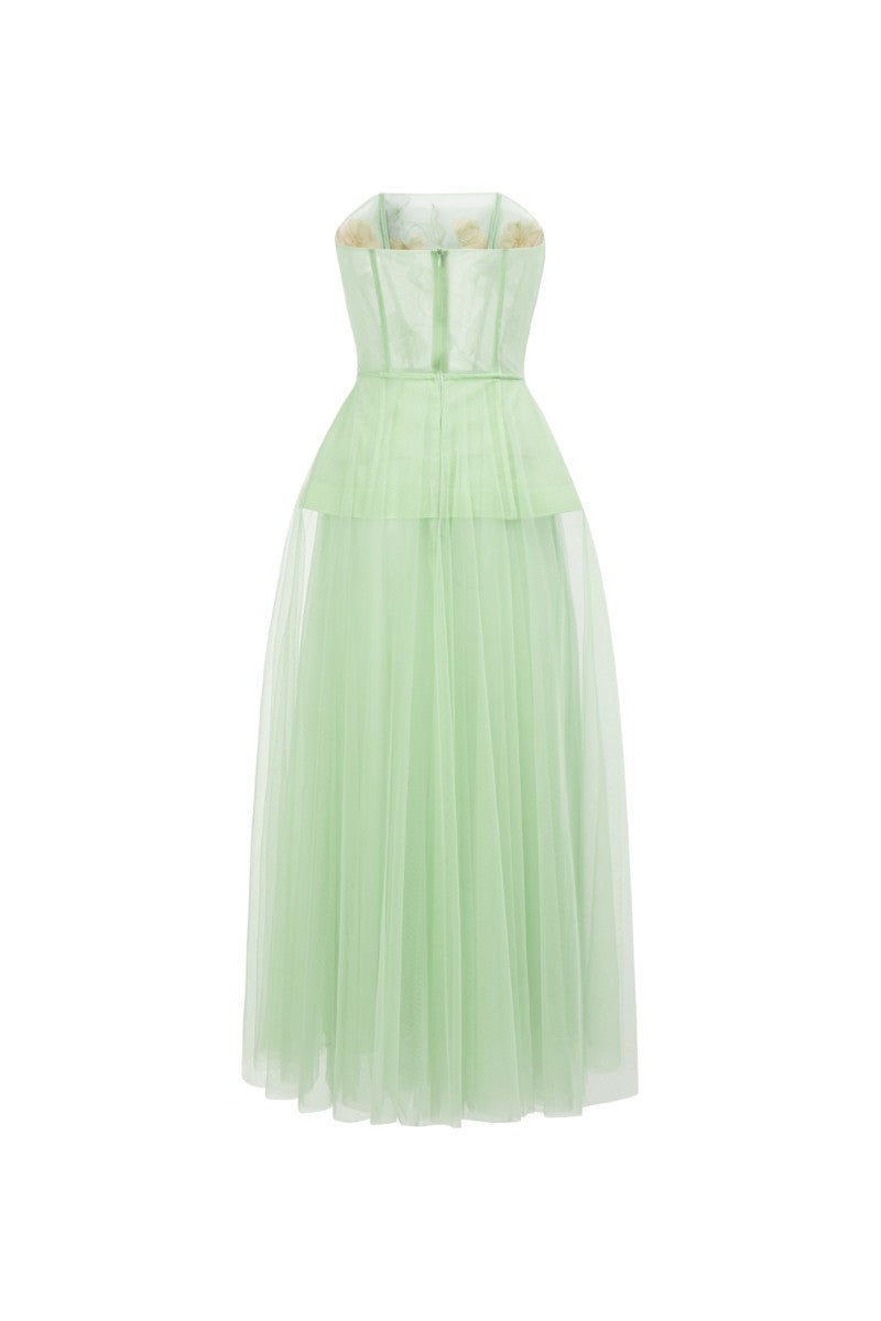 SAMAKA TULLE FLOWER DRESS IN MINT