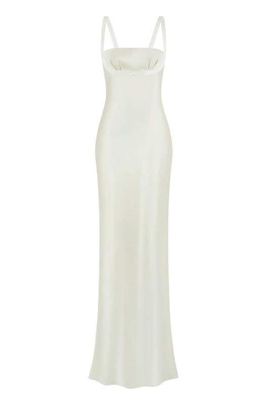 MINI BOW MAXI DRESS IN LIGHT YELLOW