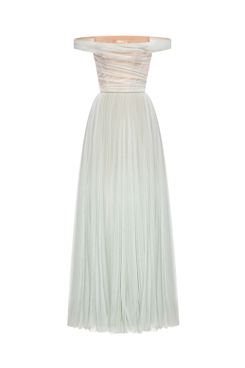 MINT OFF-SHOULDER MIDI DRESS