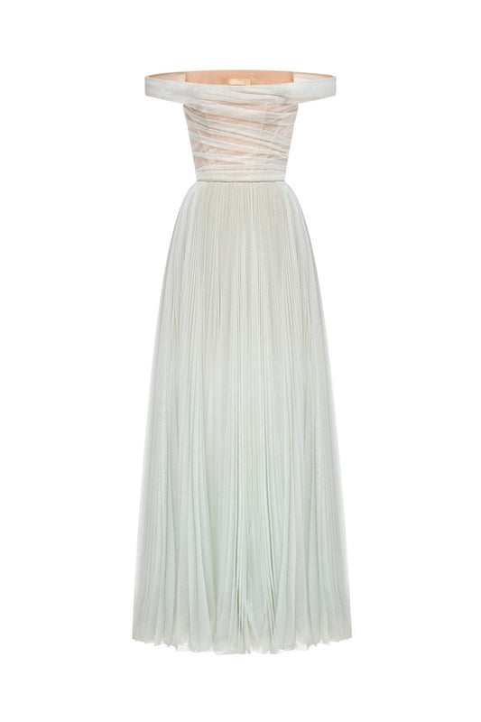 MINT OFF-SHOULDER MIDI DRESS