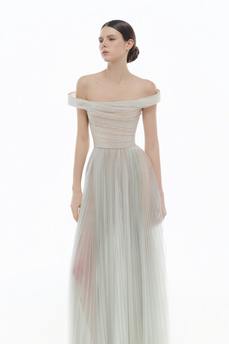 MINT OFF-SHOULDER MIDI DRESS
