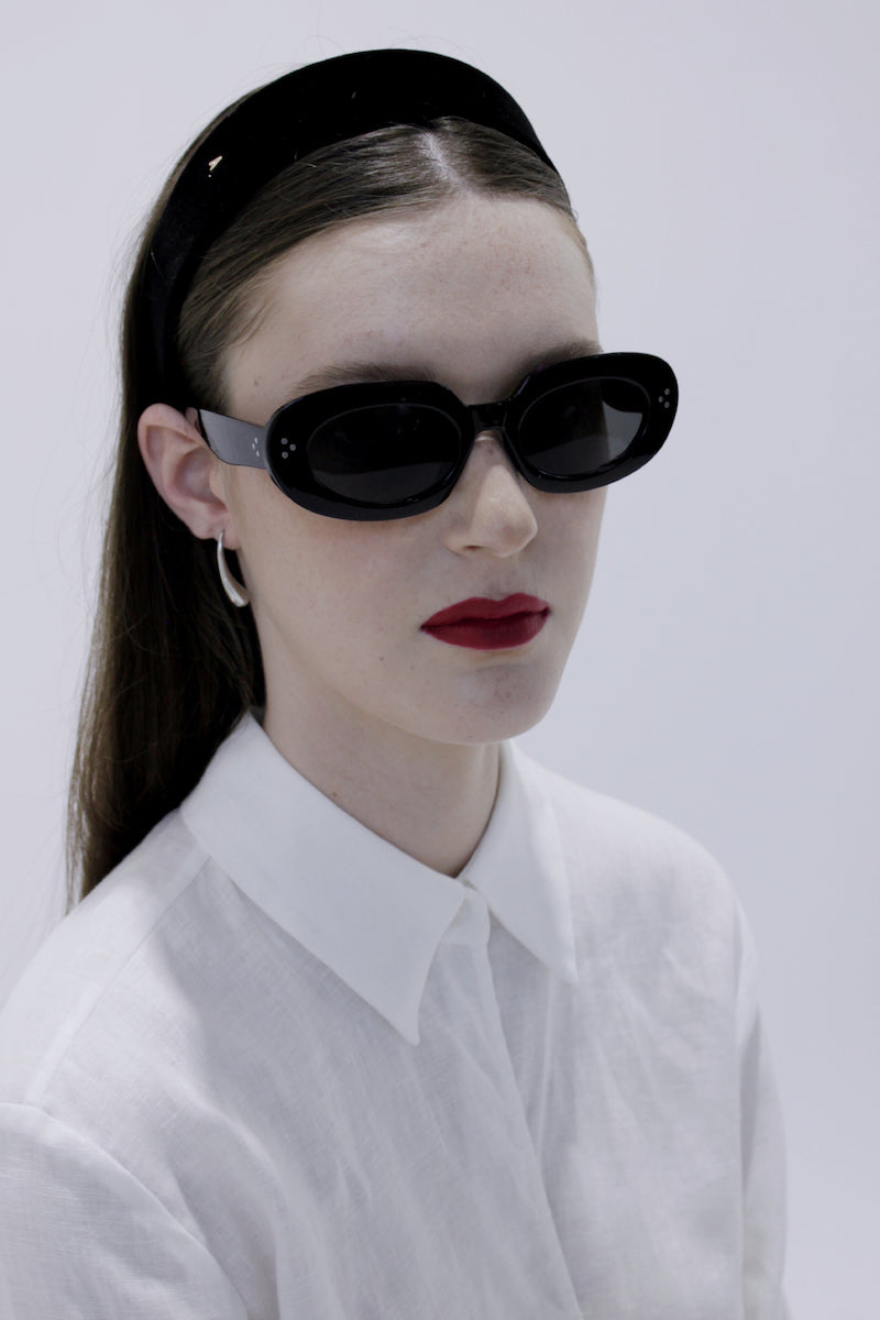 YALIA VELVET SILK BLACK HEADBAND
