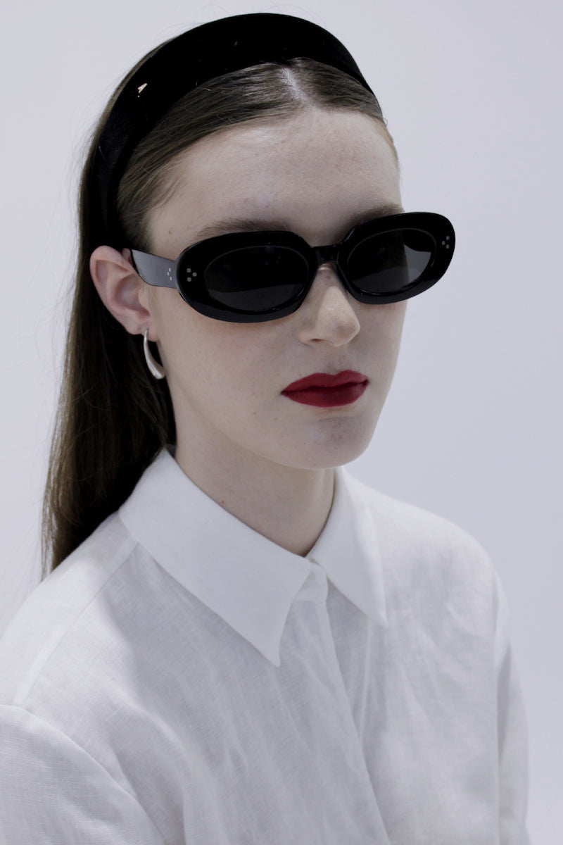 YALIA VELVET SILK BLACK HEADBAND