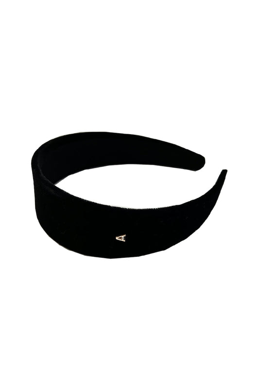 YALIA VELVET SILK BLACK HEADBAND