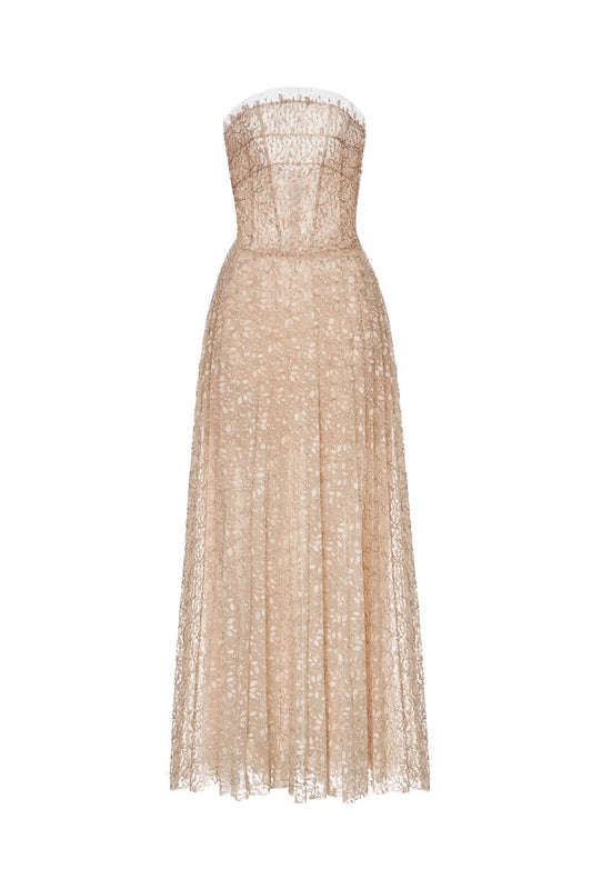 PASTEL CRYSTAL BEADED MIDI DRESS