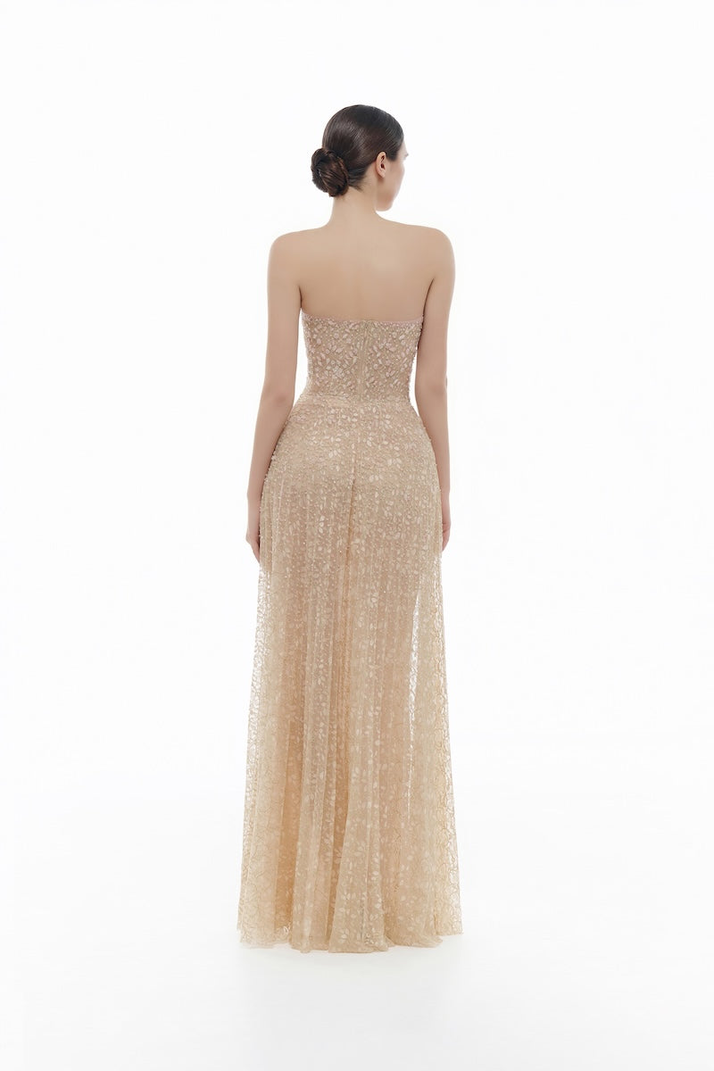 PASTEL CRYSTAL BEADED MIDI DRESS