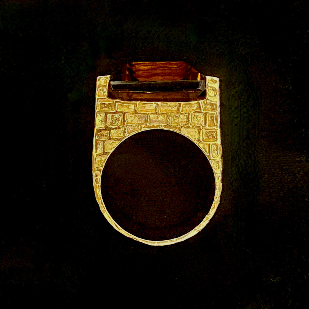 Tay Smokey Qtz. Set Chiselled Stephie Ring