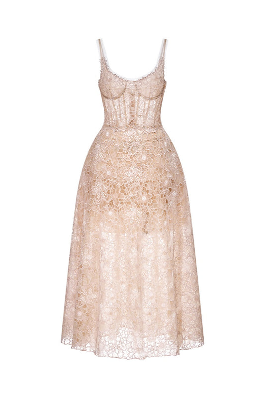 PINK FLOWER LACE DRESS
