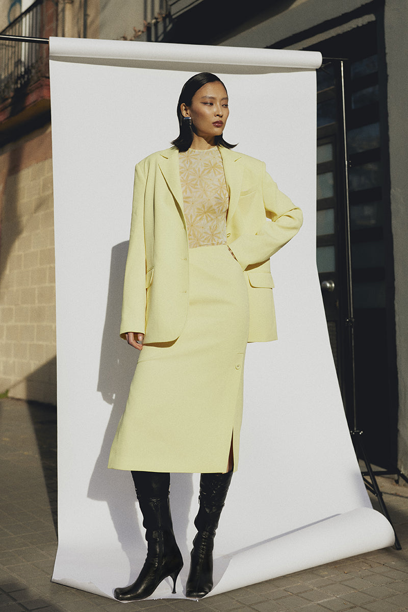 YELLOW MIDI SKIRT
