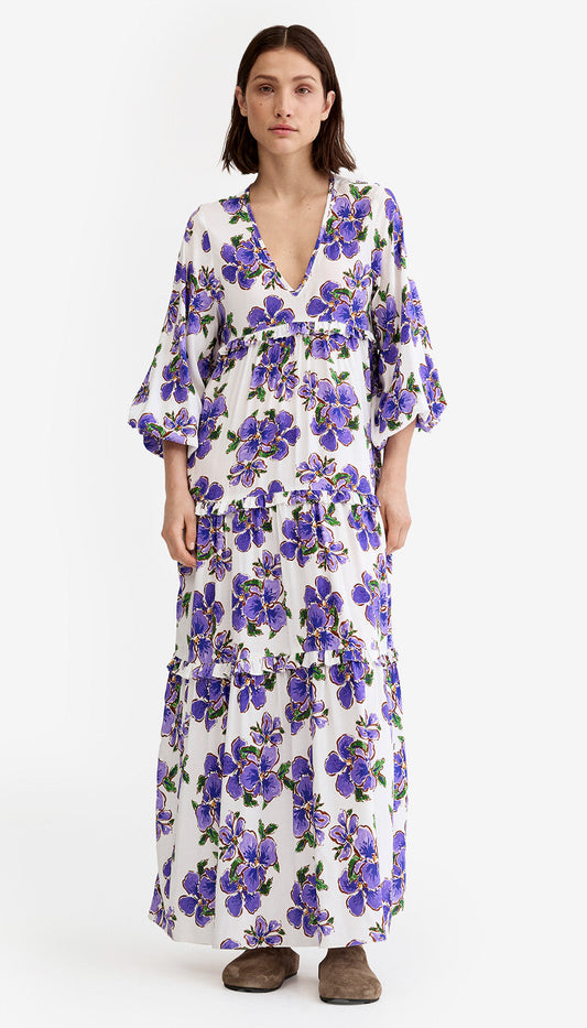 Balloon Sleeve Tiered Dress