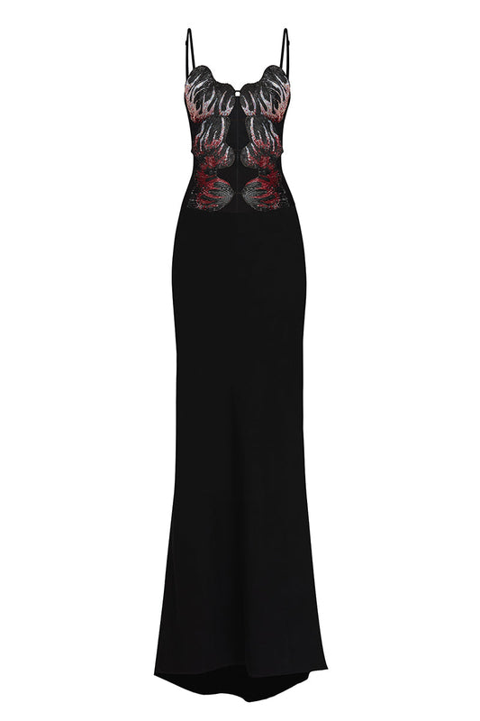 MS. SIX-FIRE HEART MAXI SLIP DRESS