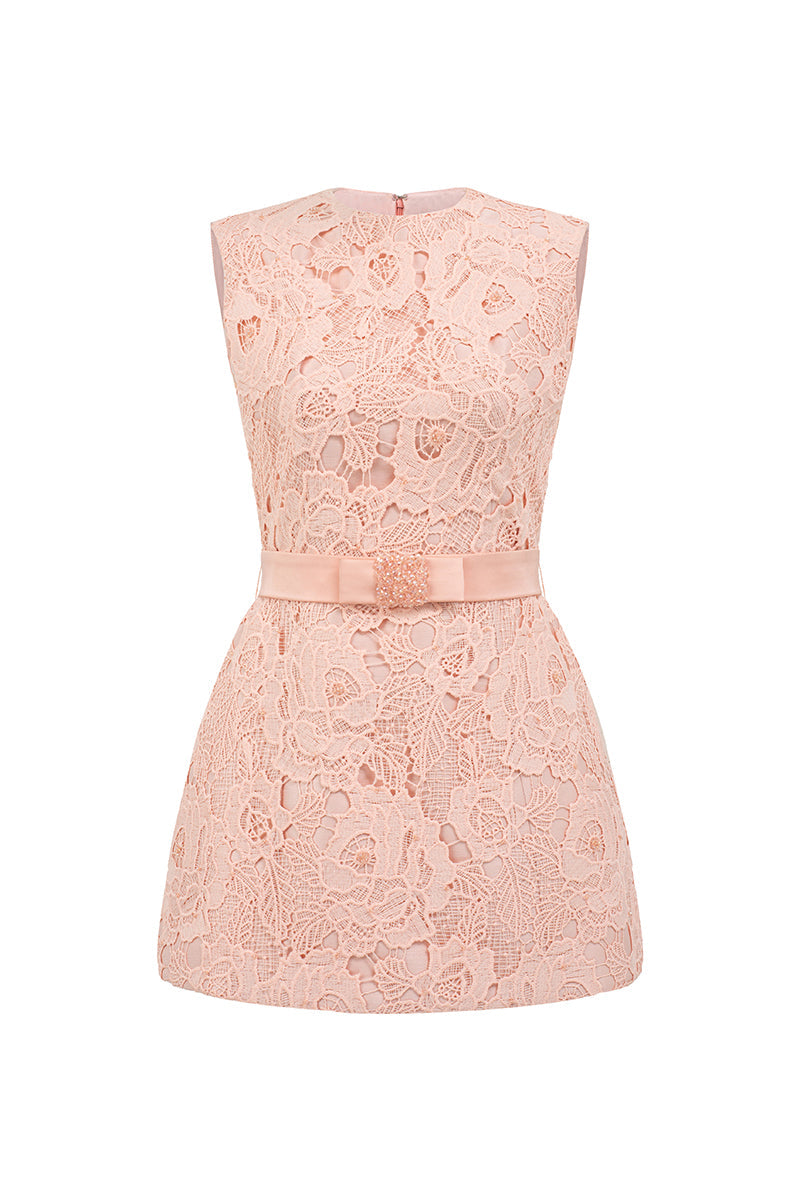 SLEEVELESS BELL MINI DRESS IN LIGHT PINK