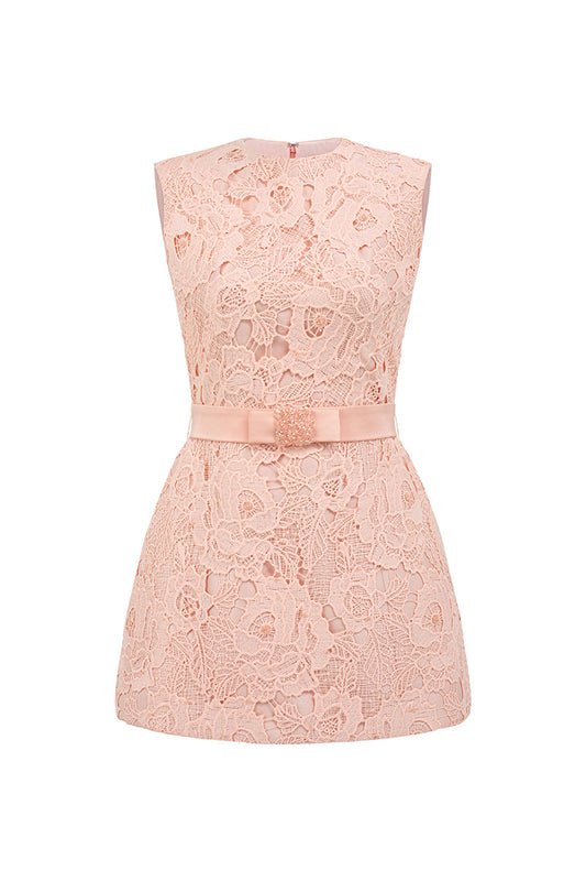 SLEEVELESS BELL MINI DRESS IN LIGHT PINK