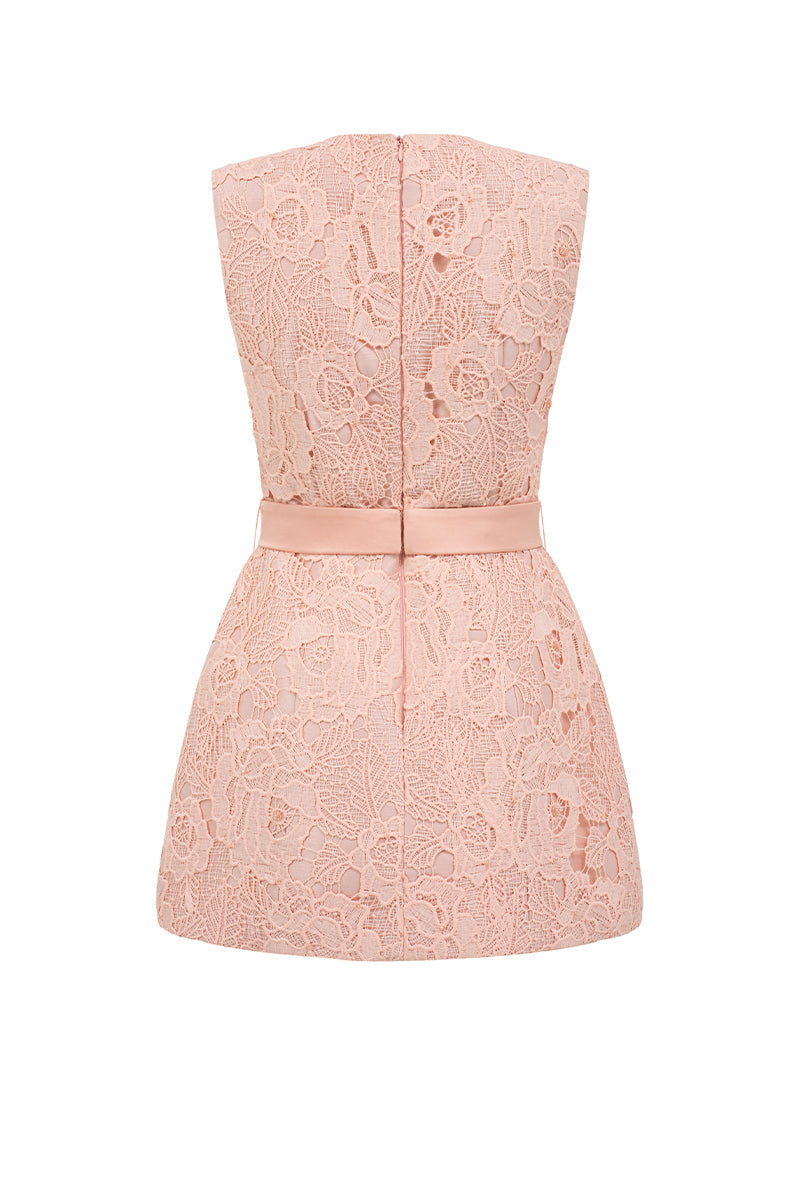 SLEEVELESS BELL MINI DRESS IN LIGHT PINK