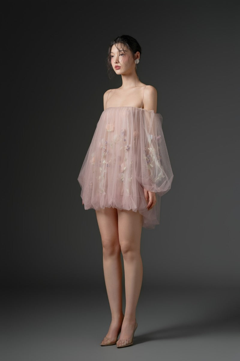 SULHUFAH TULLE FLOWER DRESS IN ROSY PINK