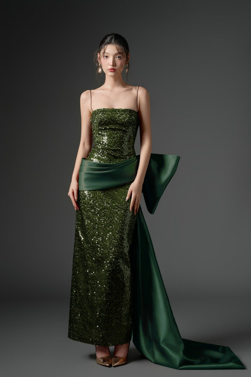 MAEZ SEQUIN DRESS IN MOSS