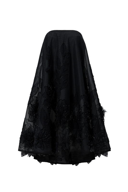 EMBELLISHMENT STRAIGHT ACROSS NECK TULLE MINI DRESS