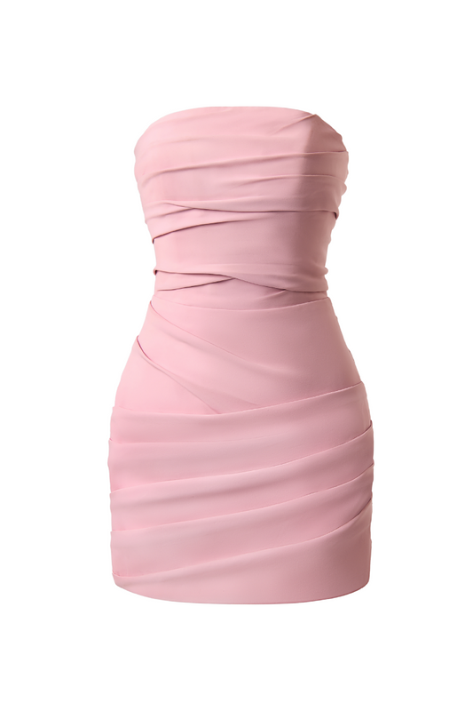 ZAYLEE STRAPLESS DRAPED CREPE MINI DRESS
