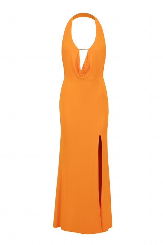 PLUNGE MAXI DRESS IN BRIGHT ORANGE