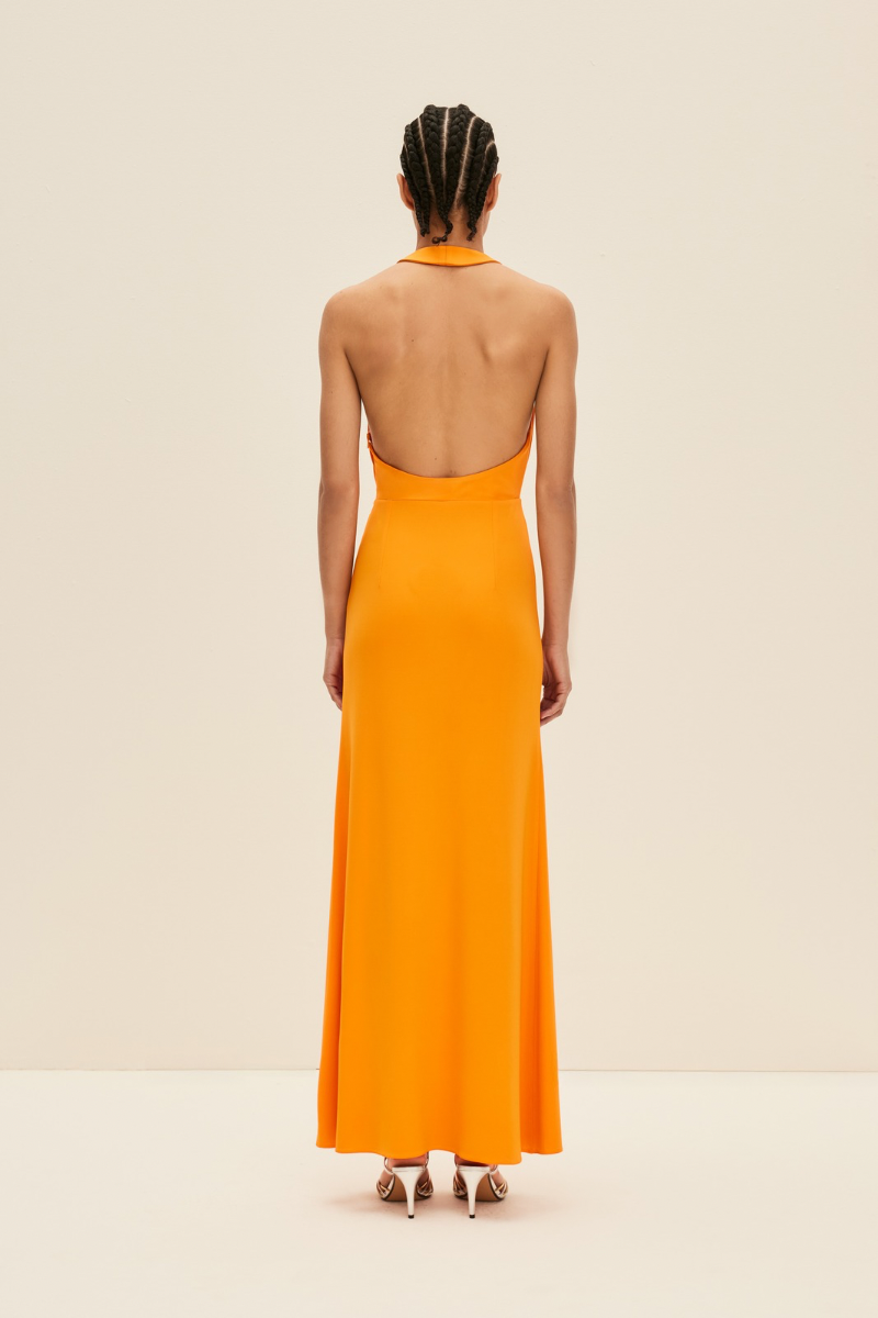 PLUNGE MAXI DRESS IN BRIGHT ORANGE