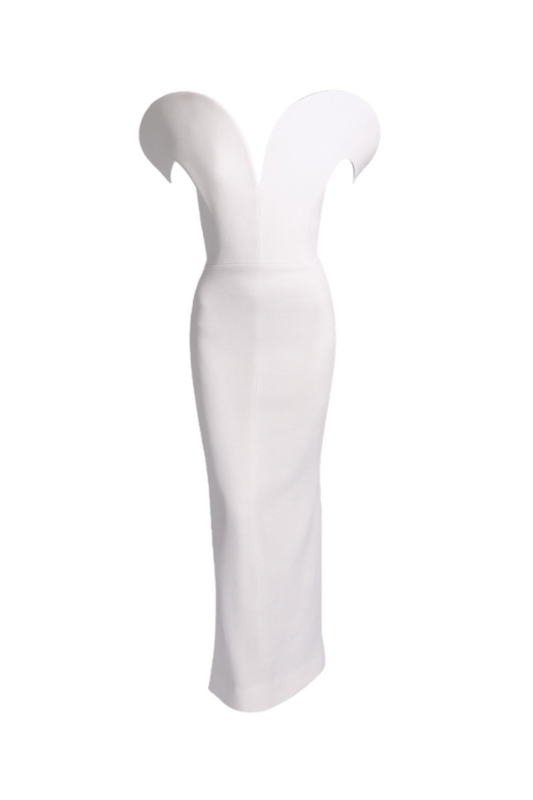 PETAL-SHOULDER DRESS