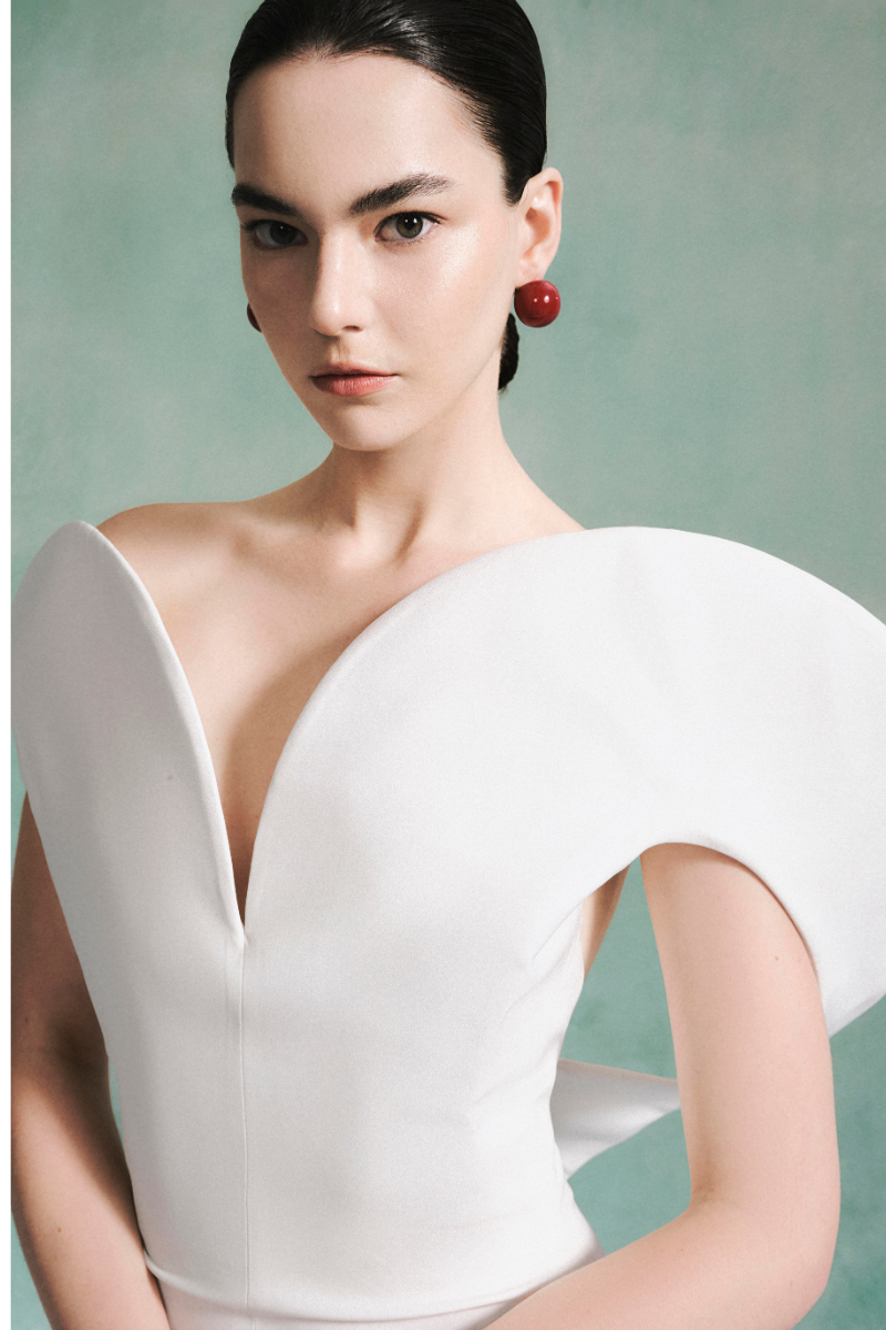 PETAL-SHOULDER DRESS