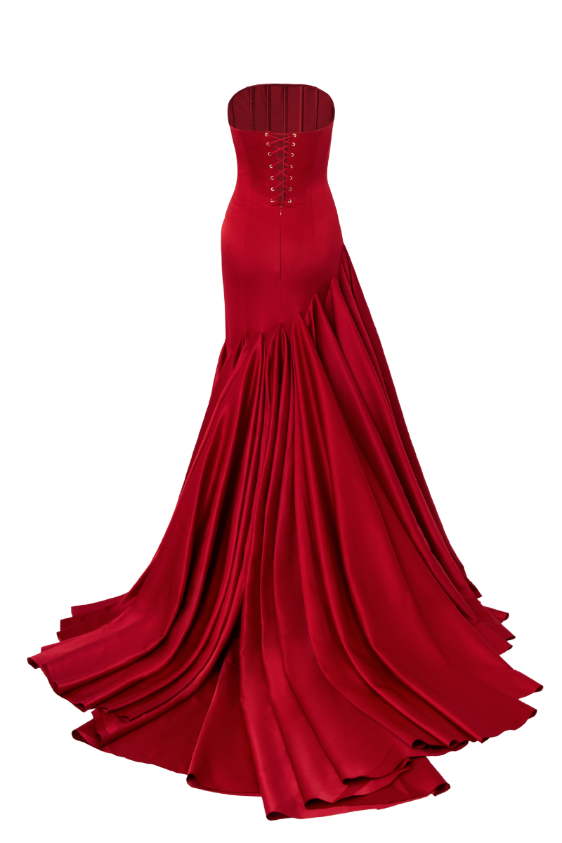 JUNIPER MERMAID STRAPLESS NECK SILK MAXI SILK GOWN