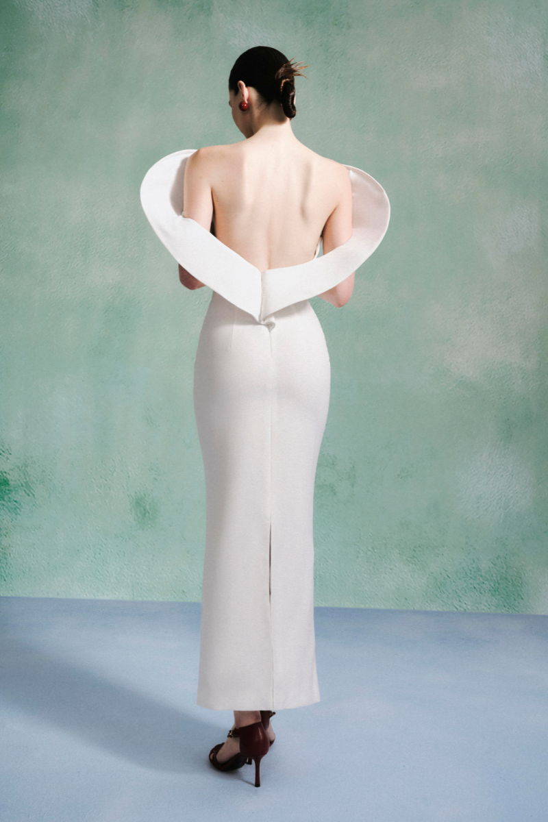 PETAL-SHOULDER DRESS