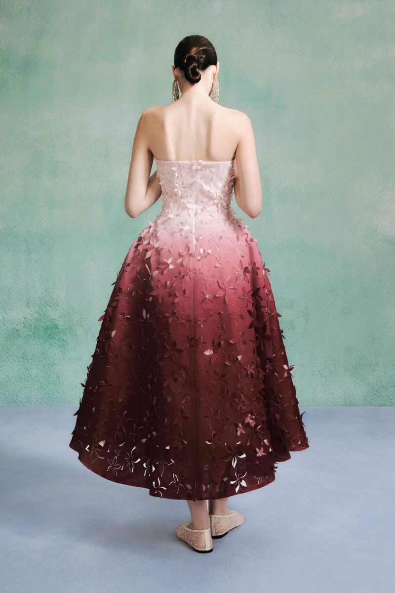LASER CUT OMBRE ORGANZE DRESS