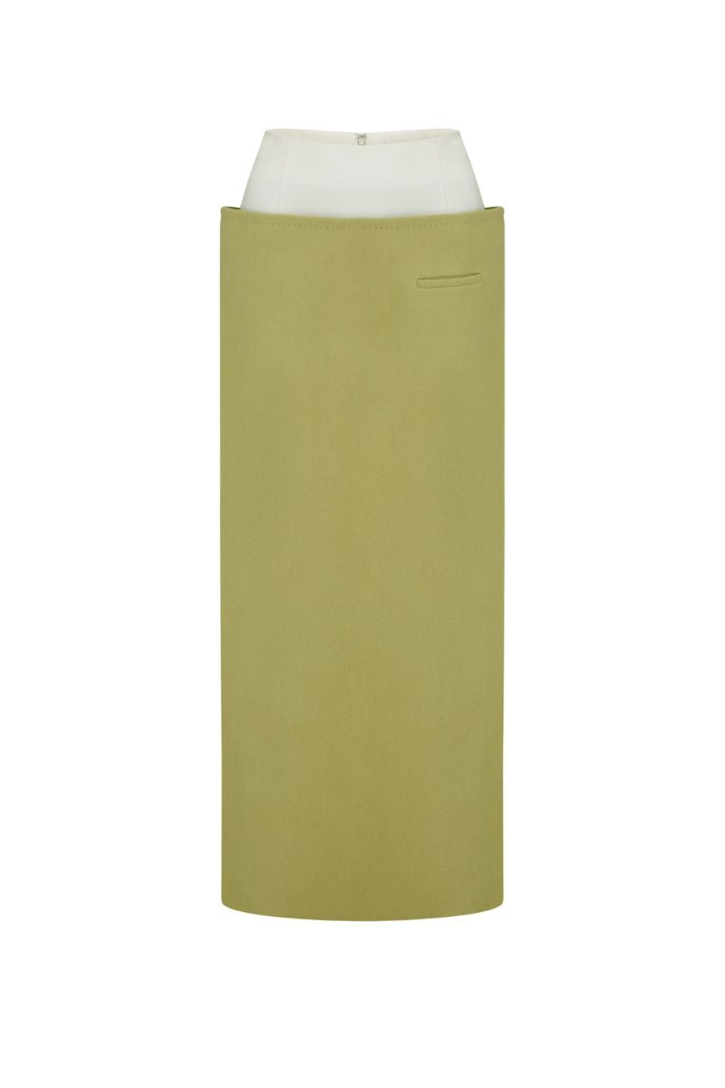 TUXEDO MAXI PENCIL SKIRT IN GREEN