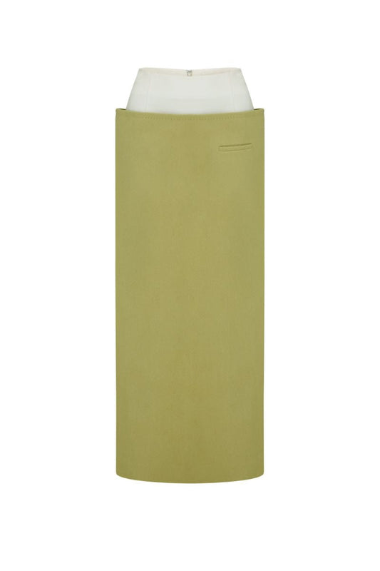 TUXEDO MAXI PENCIL SKIRT IN GREEN