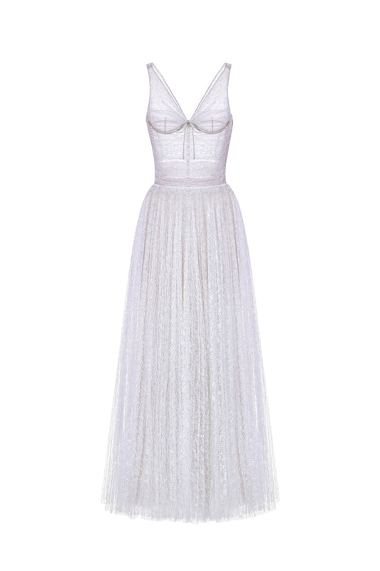 VIOLET V-NECK DRAPED MAXI DRESS