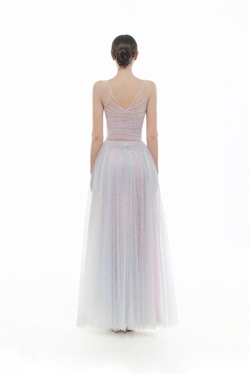 VIOLET V-NECK DRAPED MAXI DRESS