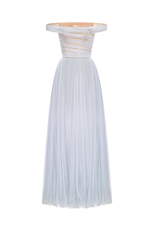 VIOLET OFF-SHOULDER MIDI DRESS
