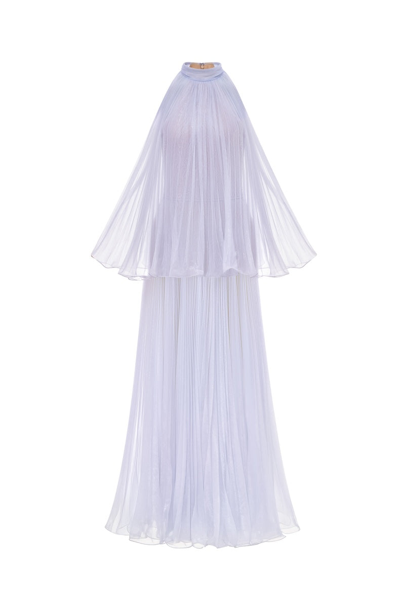 VIOLET PLEATED MIDI DRESS