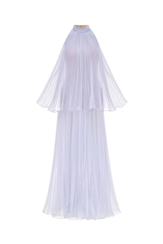 VIOLET PLEATED MIDI DRESS