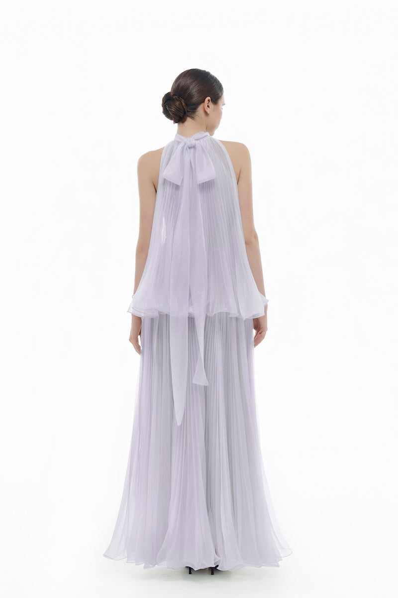 VIOLET PLEATED MIDI DRESS