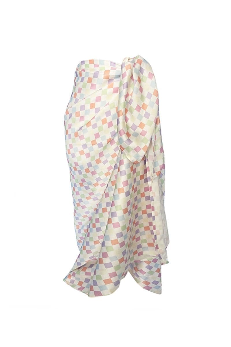 CHECKED CHARLOTTE SILK SQUARE SCARF AND ISLA SILK FRONT TIE PAREO SET