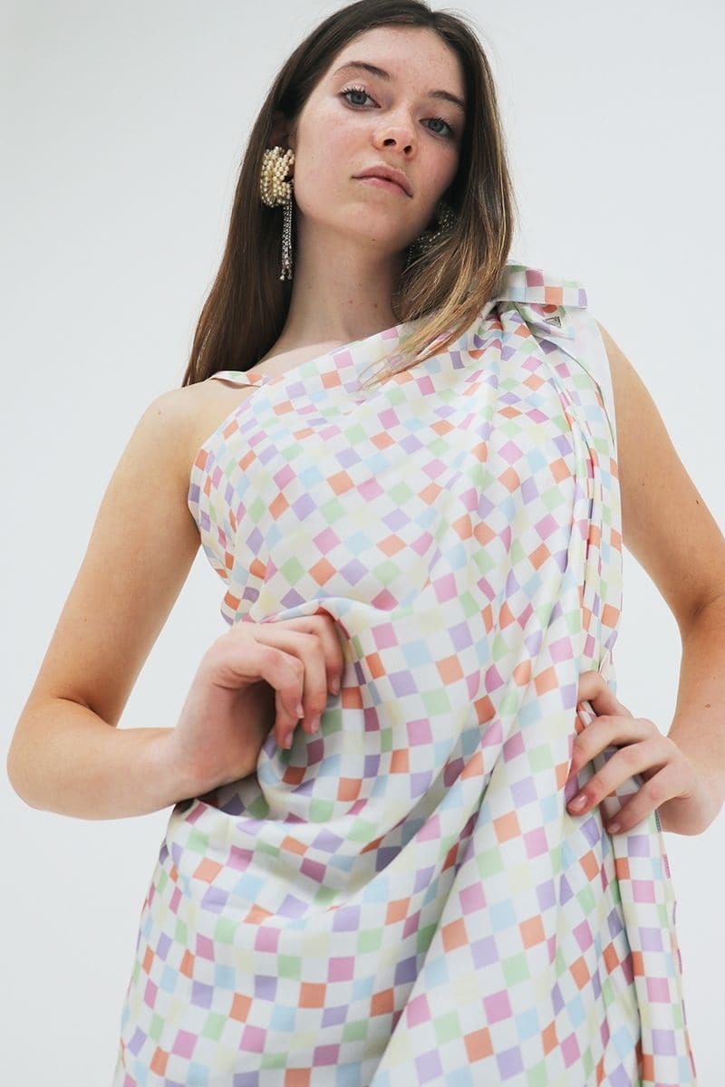 CHECKED CHARLOTTE SILK SQUARE SCARF AND ISLA SILK FRONT TIE PAREO SET