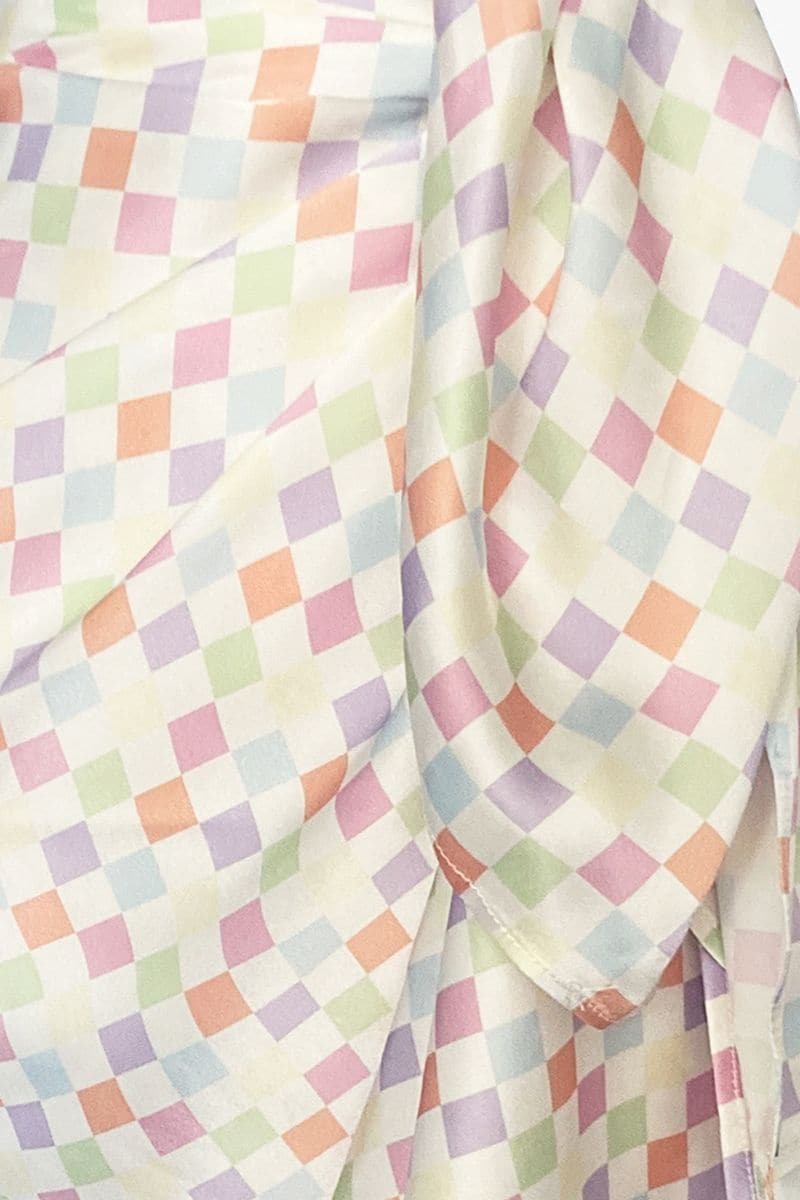 CHECKED CHARLOTTE SILK SQUARE SCARF AND ISLA SILK FRONT TIE PAREO SET