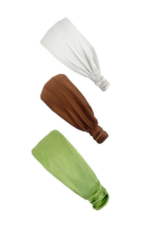 CLAUDINE PISTACHIO PEARL AND BRAUN SILK HEADWRAP SET