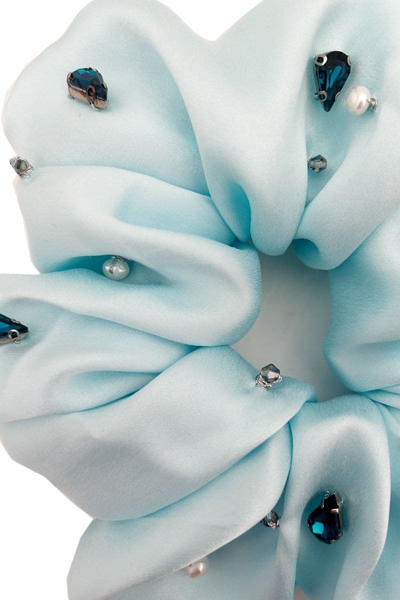 CULT MIA X AETHERA AQUA HARLOW EMBELLISHED SCRUNCHIE