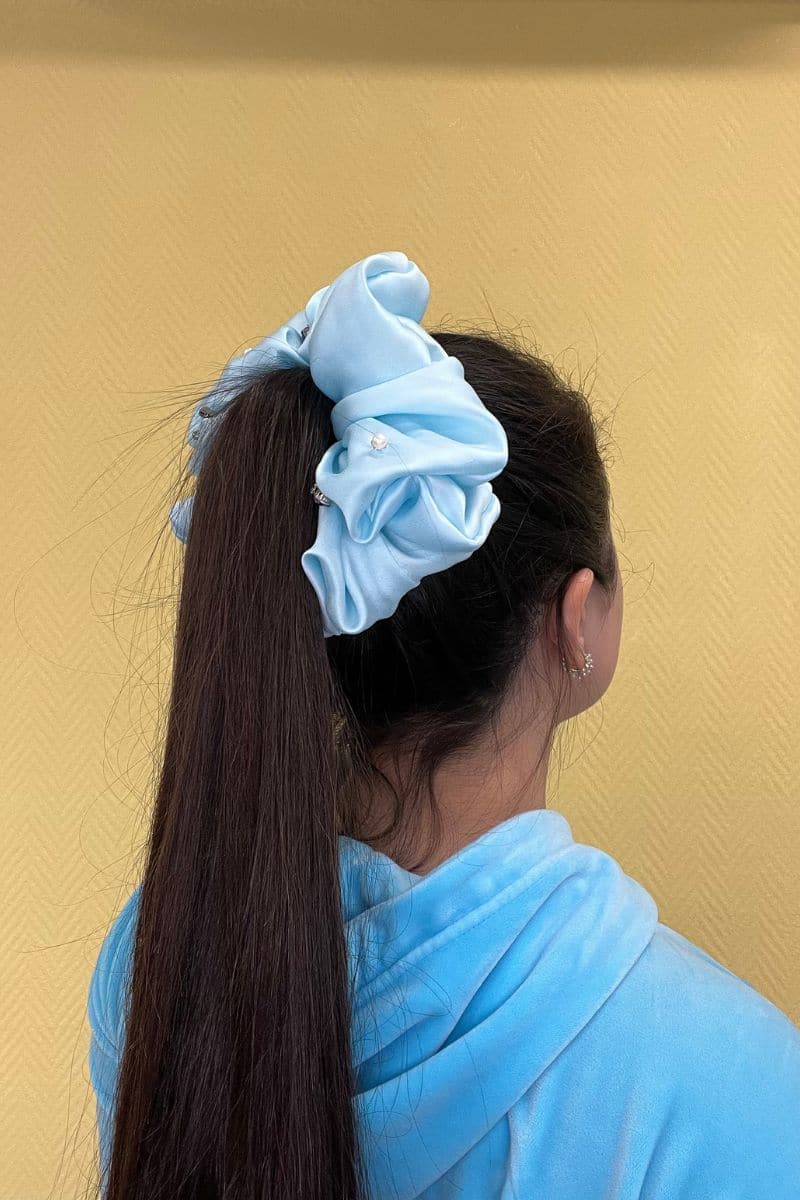 CULT MIA X AETHERA AQUA HARLOW EMBELLISHED SCRUNCHIE