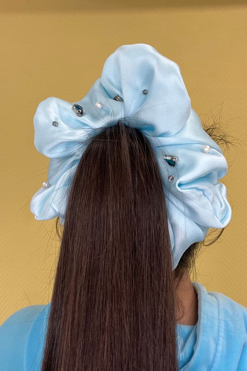 CULT MIA X AETHERA AQUA HARLOW EMBELLISHED SCRUNCHIE