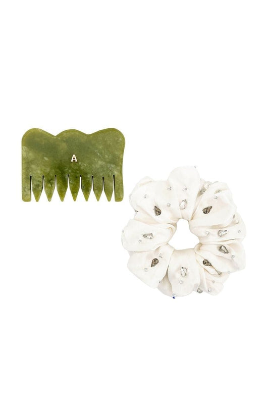 FIONNUALA COMB AND HARLOW OVERSIZED SILK SCRUNCHIE SET