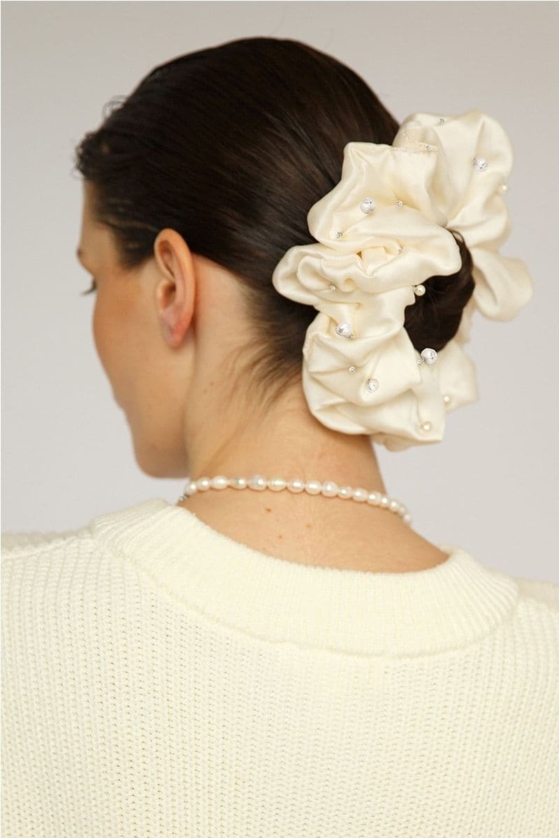 FRANCOISE EMBELLISHED SILK SCRUNCHIE SET