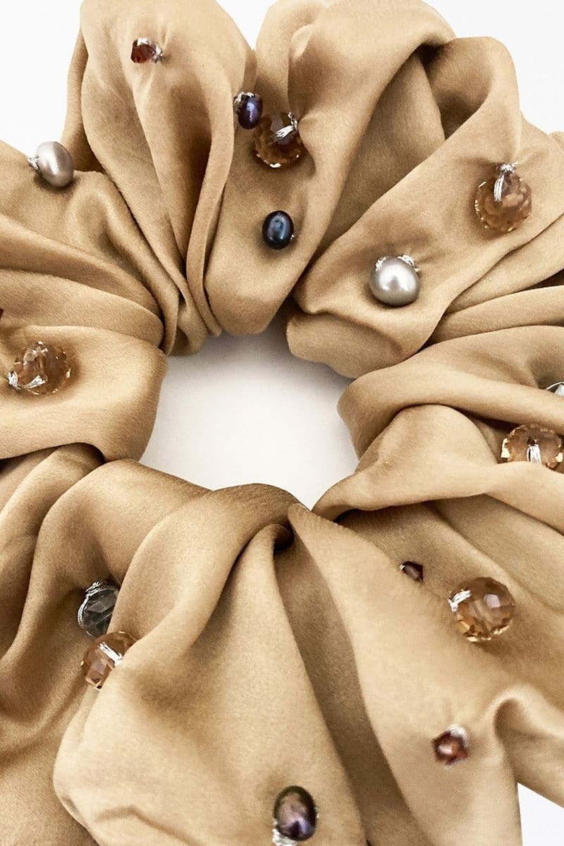 FRANCOISE EMBELLISHED SILK SCRUNCHIE SET