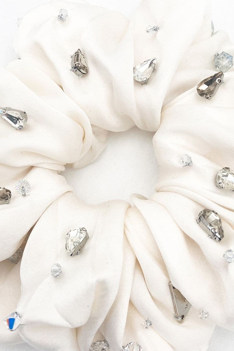 HARLOW EMBELLISHED OVERSIZED SILK SCRUNCHIE SET